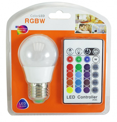 Лампа LED RGBW с пультом управления светом 5Вт (100)